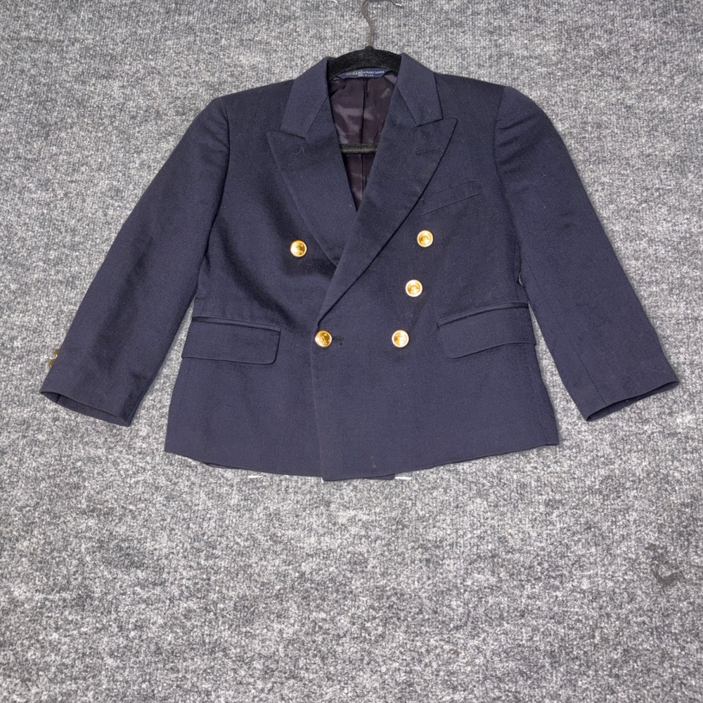 Polo Ralph Lauren Blazer Boys 10 Navy Blue Double Breasted Gold Button